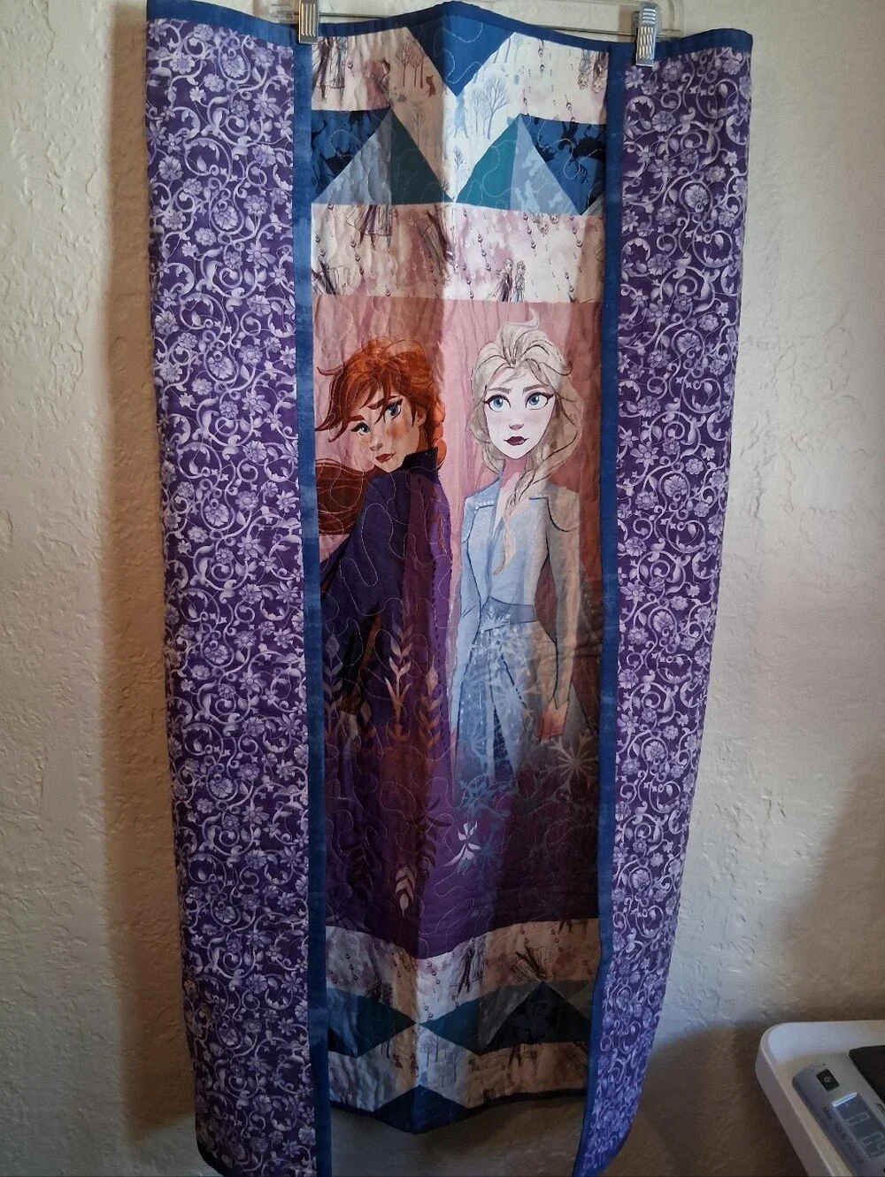 Purple and Teal Handmade Frozen Lap Quilt Or Child Quilt - Flaw